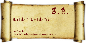 Baló Uriás névjegykártya